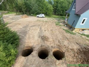 три шахты для септика из колец
